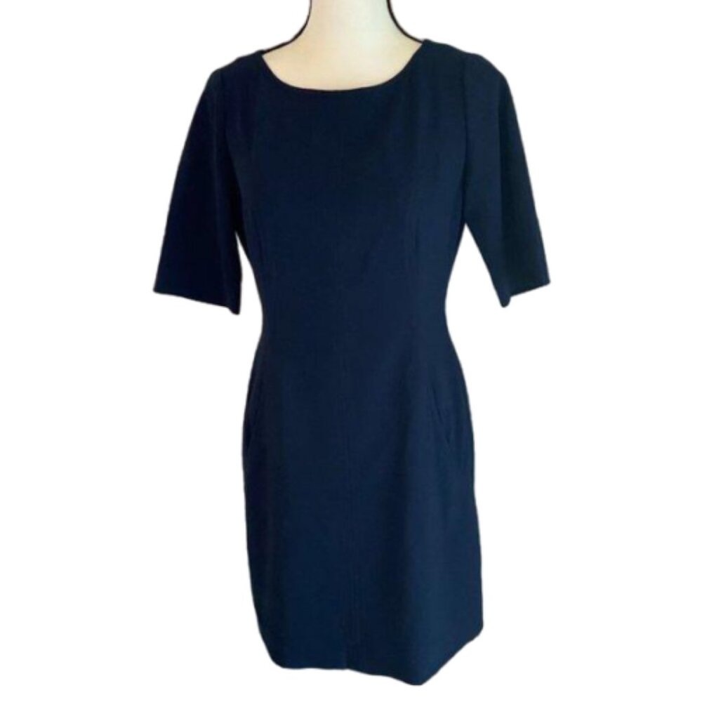 2/$30 Tahari Arthur S. Levine Dark Blue Lined Zip Up Dress #1620